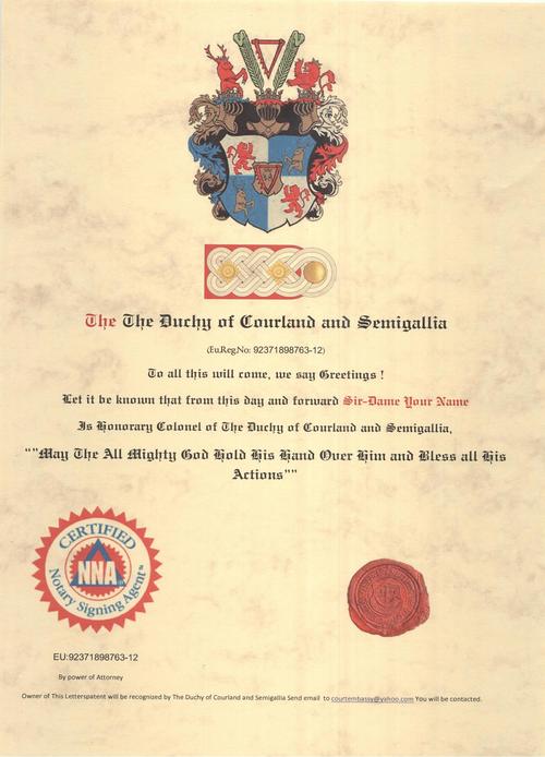 Product picture Buy a Real HonoraryColonel Military title