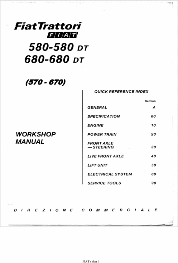 Product picture WORKSHOP MANUAL Fiat Tractor 580 - 680 + DT